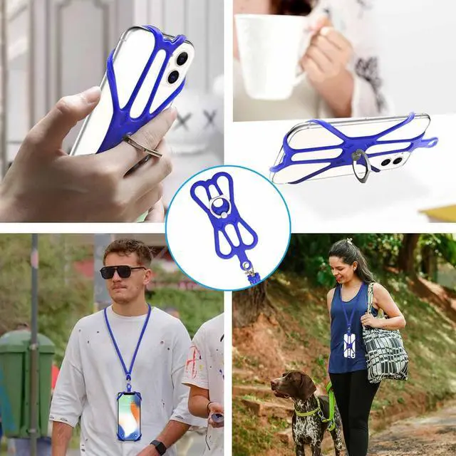 Alt view image 7 of 7 - 2 Packs Cell Phone Lanyard Holder Crossbody Neck Strap with Phone Ring Grip, Universal Smartphone Lanyard for iPhone Lanyards Around the Neck Compatible with Most Smartphones(Blue)