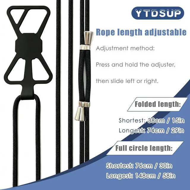Alt view image 5 of 7 - Safety Cell Phone Lanyard Fits Most Smartphones 1PCS, Anti-Theft Anti-Loss Phones Strap Hiking Phones Holder with Adjustable Neck Strap and Silicone Grip for Crossbody/Front-Wear Black-Upgraded
