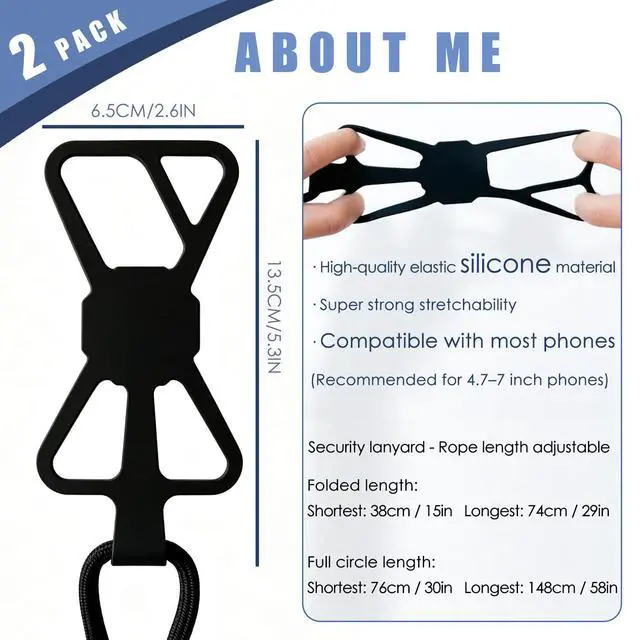 Alt view image 4 of 7 - Safety Cell Phone Lanyard Fits Most Smartphones 1PCS, Anti-Theft Anti-Loss Phones Strap Hiking Phones Holder with Adjustable Neck Strap and Silicone Grip for Crossbody/Front-Wear Black-Upgraded