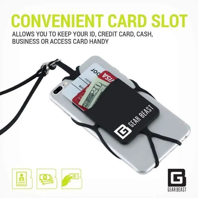 Alt view image 4 of 7 - Cell Phone Lanyard - Universal Neck Phone Holder w/Card Pocket and Silicone Neck Strap - Compatible with Most Smartphones, Light Pink