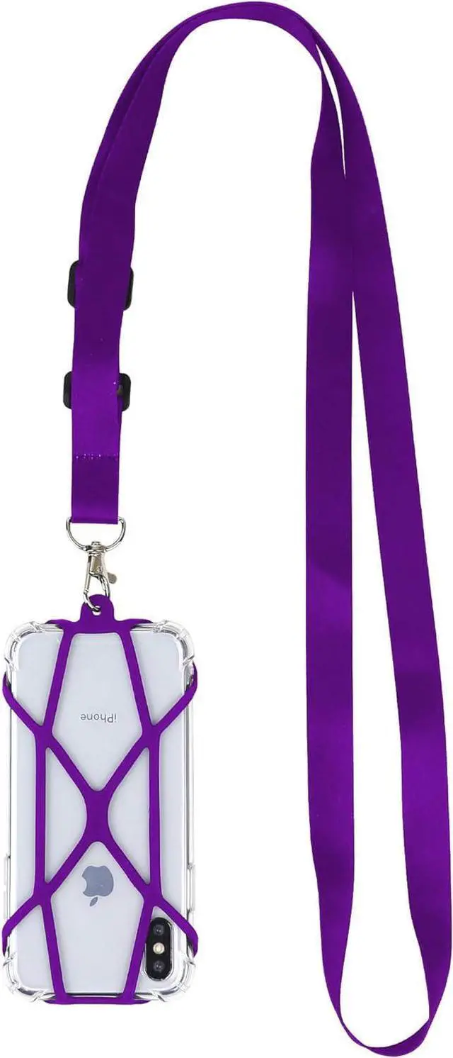 Main image of Universal Crossbody Cell Phone Lanyard Compatible with iPhone, Galaxy & Most Smartphones, Phone Case Holder & Cross Body Strap Black