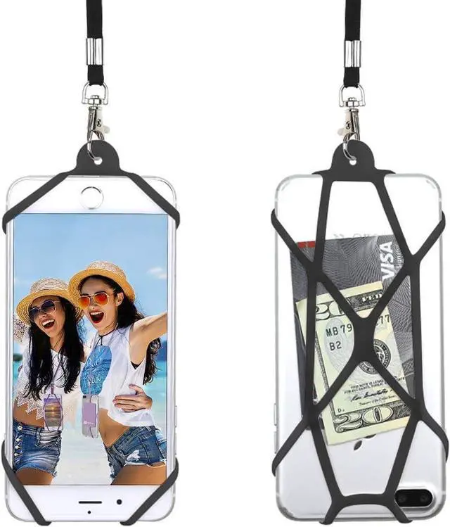 Alt view image 2 of 7 - Universal Crossbody Cell Phone Lanyard Compatible with iPhone, Galaxy & Most Smartphones, Phone Case Holder & Cross Body Strap Black