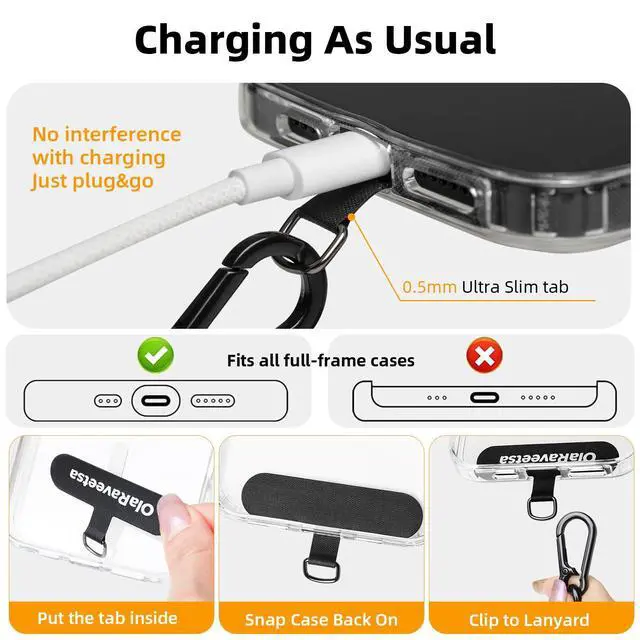 Alt view image 6 of 7 - Phone Lanyard Crossbody, Heavy Duty Anti-Theft Lanyard for iPhone/Samsung - Extra Long Adjustable Neck Strap with Tether Tabs