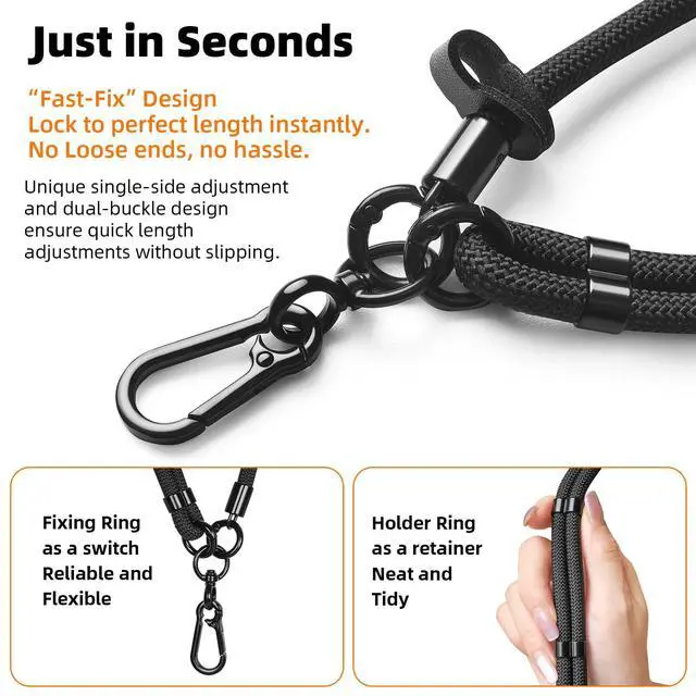 Alt view image 4 of 7 - Phone Lanyard Crossbody, Heavy Duty Anti-Theft Lanyard for iPhone/Samsung - Extra Long Adjustable Neck Strap with Tether Tabs