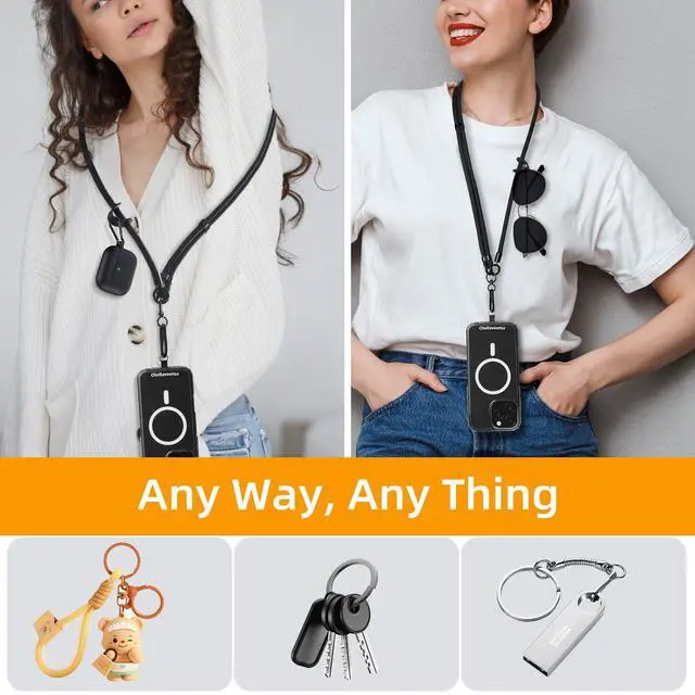 Alt view image 7 of 7 - Phone Lanyard Crossbody, Heavy Duty Anti-Theft Lanyard for iPhone/Samsung - Extra Long Adjustable Neck Strap with Tether Tabs