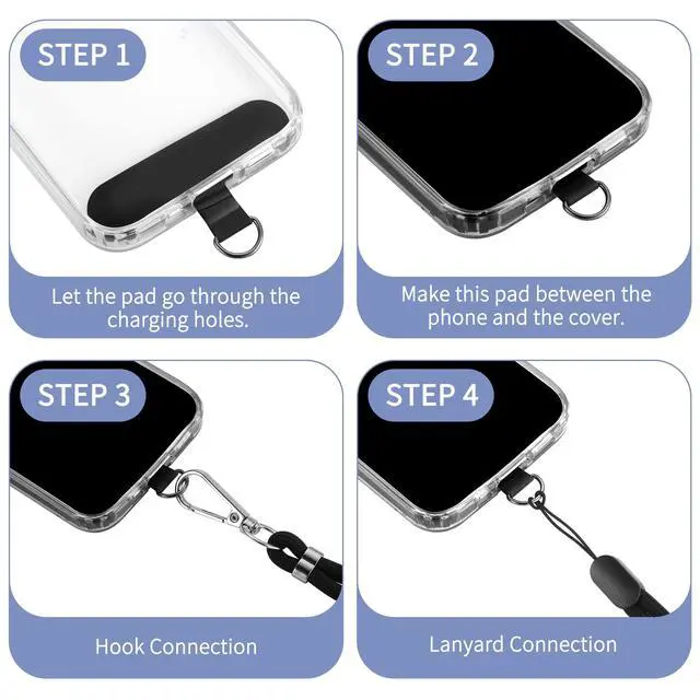 Alt view image 2 of 7 - Cell Phone Lanyard, Black, 2 Pcs