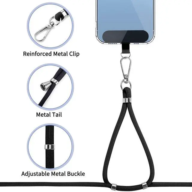 Alt view image 4 of 7 - Cell Phone Lanyard, Black, 2 Pcs