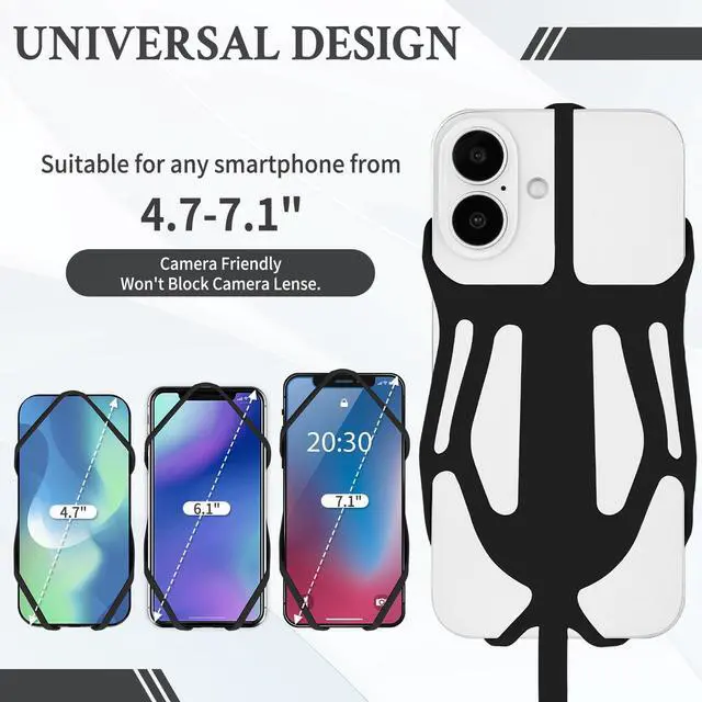 Alt view image 2 of 7 - Silicone Phone Lanyard Holder with Carabiner, Universal Phone Strap,Anti-Theft Phone Case with Retractable Tether (Black)