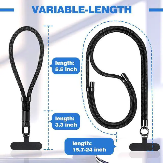Alt view image 2 of 7 - Crossbody Cell Phone Lanyard with LifetimeWarranty, Adjustable Neck Strap for iPhone Android Smartphones, Universal Nylon Phone Leash with Reinforced Tab, Anti-Theft Safety Tether for Travel