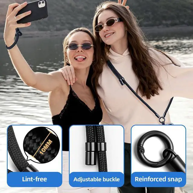 Alt view image 3 of 7 - Crossbody Cell Phone Lanyard with LifetimeWarranty, Adjustable Neck Strap for iPhone Android Smartphones, Universal Nylon Phone Leash with Reinforced Tab, Anti-Theft Safety Tether for Travel