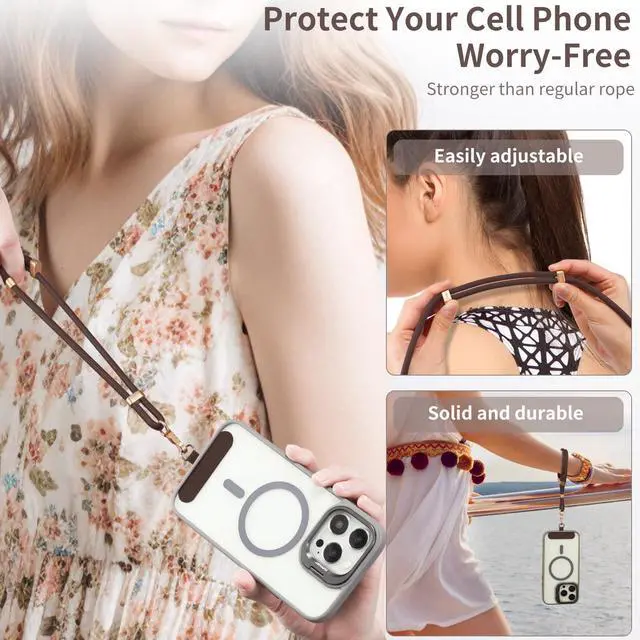 Alt view image 4 of 7 - Cell Phone Lanyard for iPhone: Crossbody Phone Strap Adjustable Neck Wrist Strap Anti Theft Long Lanyard Travel Essential for Women Most iPhone and Android Smartphones
