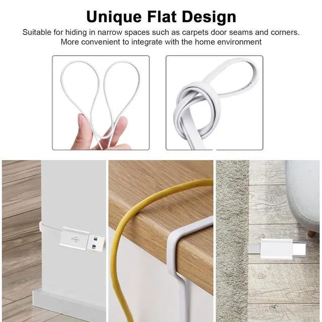 Alt view image 3 of 7 - 2Pack 10FT Type C Extension Cable for CCTV Security Camera, Ring Pan-Tilt Indoor Cam 2024 Release,Tapo TP-Link 2K C120 Camera,Cam 360,Flat USB C Extension Charging Cord-NOT Micro USB