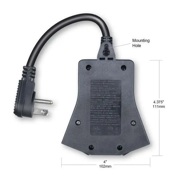 Alt view image 4 of 5 - Outdoor 24-Hour Light Timer, Water Resistant, Photocell Dusk to Dawn Light Sensor 2/4/6/8 Countdown Timer, 14AWG Cord, Three Grounded Outlets for Home, Christmas Lights, Garden.15A, UL Listed.