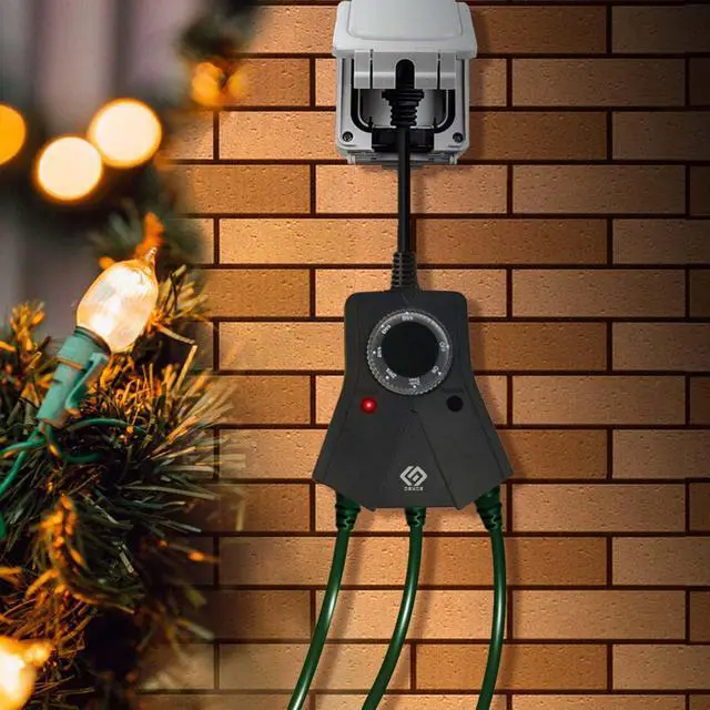 Alt view image 5 of 5 - Outdoor 24-Hour Light Timer, Water Resistant, Photocell Dusk to Dawn Light Sensor 2/4/6/8 Countdown Timer, 14AWG Cord, Three Grounded Outlets for Home, Christmas Lights, Garden.15A, UL Listed.