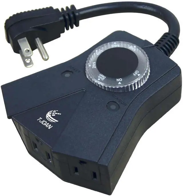 Main image of Outdoor Timer, 3 Outlets,Outdoor Timer Outlet WaterproofPhoto Senson,Dusk to Dawn,Suitable for Light String and Holiday Decoration TM-053