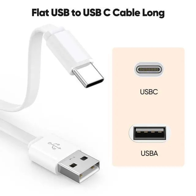 Alt view image 5 of 7 - Flat USB A to USB C Extension Cable 10FT 2-Pack,Long Type C Extension Cable for Camera Power Charging Compatible with Ring Pan Indoor Cam Plus/Spotlight Cam Plus,Blink Outdoor 4/2K+/Mini 2K+