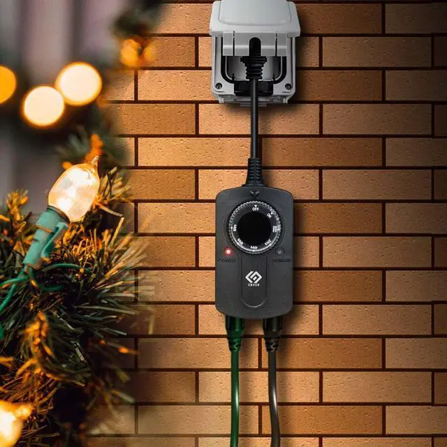 Alt view image 5 of 5 - Outdoor 24-Hour Light Timer, Water Resistant, Photocell Dusk to Dawn Light Sensor 2/4/6/8 Countdown Timer, 14AWG Cord, Two Grounded Outlets for Home, Christmas Lights, Garden.15A, UL Listed.