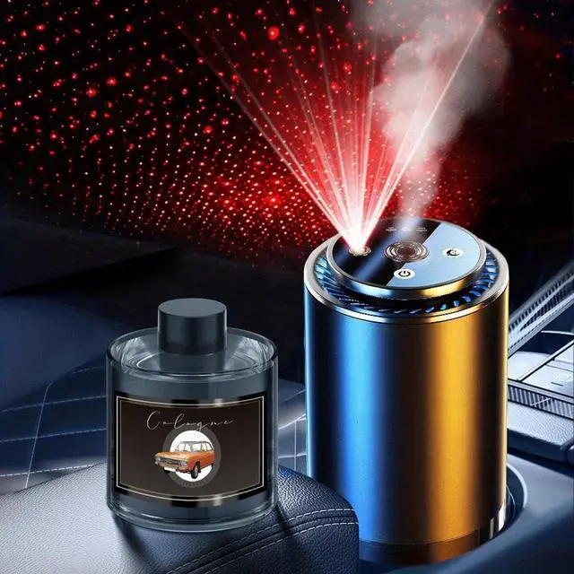 Main image of Cologne Car Air Freshener,Aroma Diffuser with Starry Sky Projection,Smart Humidifier with Essential Oil 50ml,Auto On/Off,Built-in Battery,7-LED Color/USB-C Car Fresheners for Auto,Home,Office