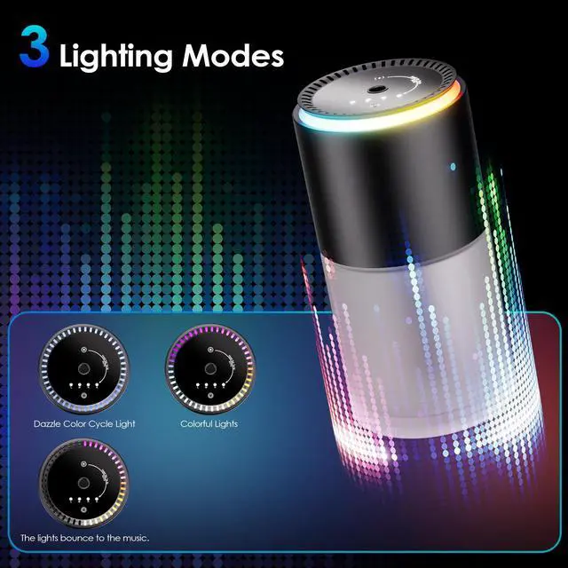 Alt view image 7 of 7 - Car Air Freshener, Smart Car Air Freshener,car Diffuser with 150 ML (5oz) Capacity Multi-fragrance,RGB Music Syncing Light, Auto On/Off (Cologne)