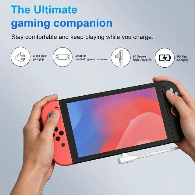 Alt view image 7 of 7 - USB C Cable 10FT 240W Fast Charging,Right Angle USB C to USB C Cable 3M Long TypeC Braided Data Cord for iPhone 17 16 Pro Max 15/iPad Pro 11th/MacBook/Samsung S26 S25 S24 A16 A17/Game Controller,White