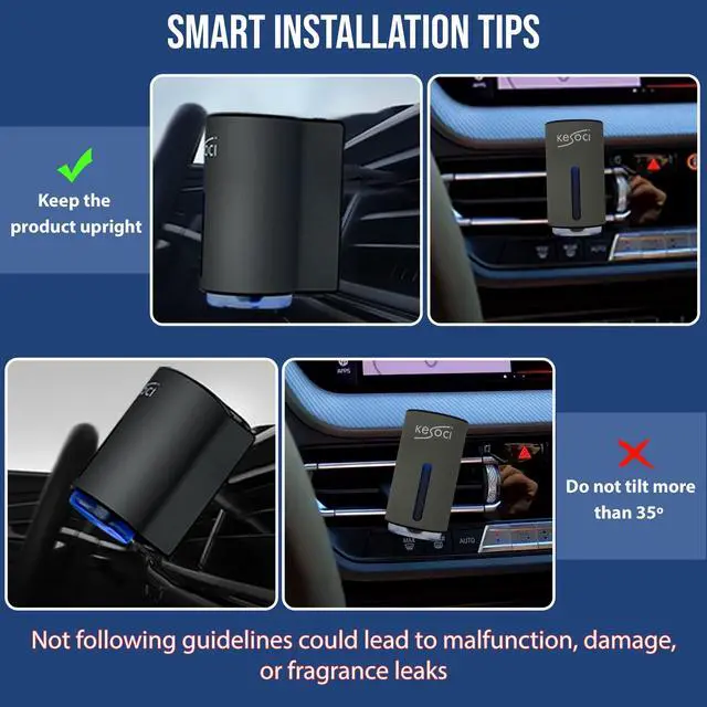 Alt view image 7 of 7 - Smart Car Air Freshener: Revolutionary Smart Car Diffuser Vent Clip with 3 Exclusive 10 ml Fragrances (Fresh Essence Collection)
