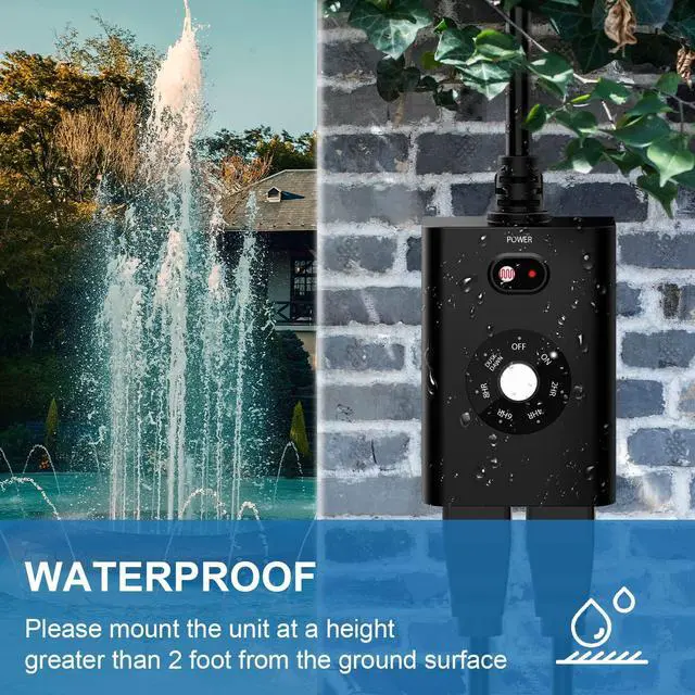 Alt view image 3 of 7 - Outdoor Sensor Timer for LightsDusk to Dawn, Waterproof with 2 Grounded Outlets, Weatherproof Countdown 7 Modes for Garden, Courtyard and Home Holiday