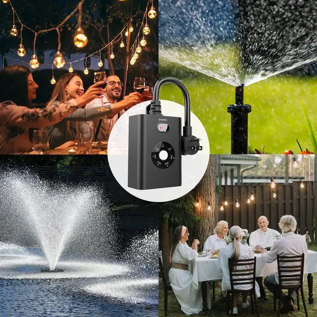 Alt view image 6 of 7 - Outdoor Sensor Timer for LightsDusk to Dawn, Waterproof with 2 Grounded Outlets, Weatherproof Countdown 7 Modes for Garden, Courtyard and Home Holiday