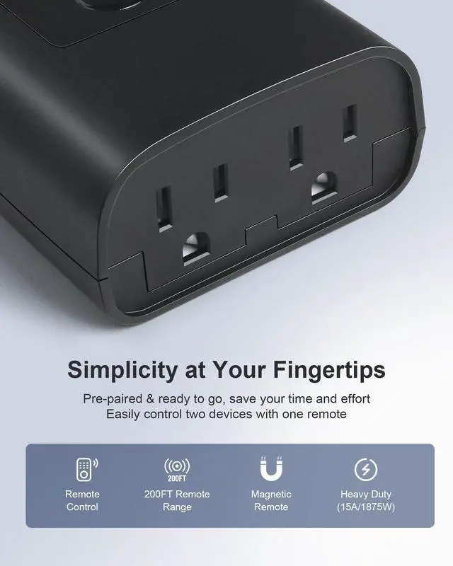 Alt view image 2 of 7 - Outdoor Remote Control Outlet with Portable Magnetic Switch
