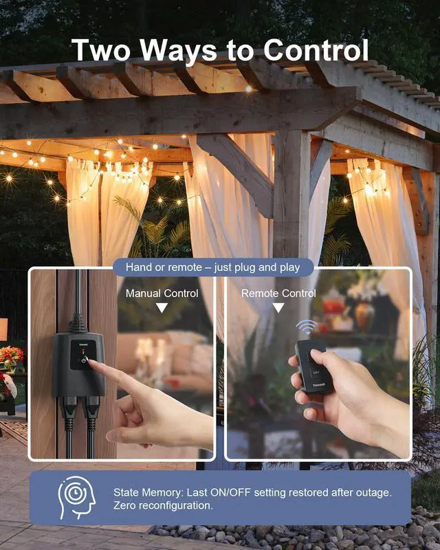 Alt view image 3 of 7 - Outdoor Remote Control Outlet with Portable Magnetic Switch