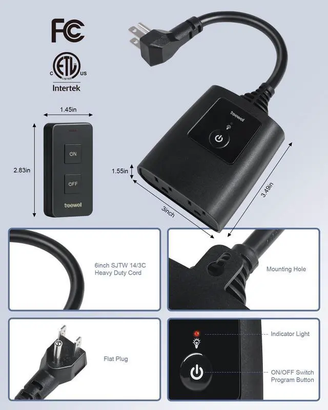 Alt view image 7 of 7 - Outdoor Remote Control Outlet with Portable Magnetic Switch