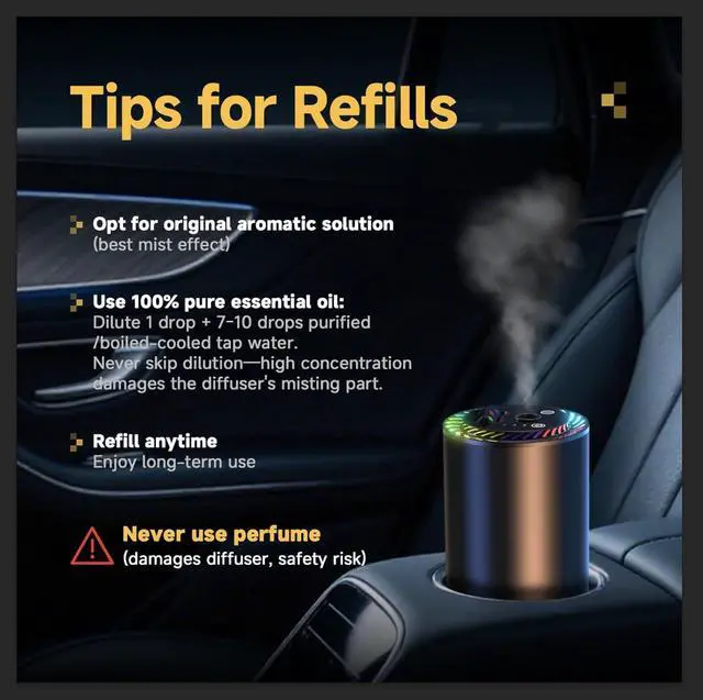 Alt view image 5 of 5 - Smart Car Diffuser Oil Refill - Natural Essential Oils, New Car Smell Fragrance Car Air Freshener Refill (50ml*2)