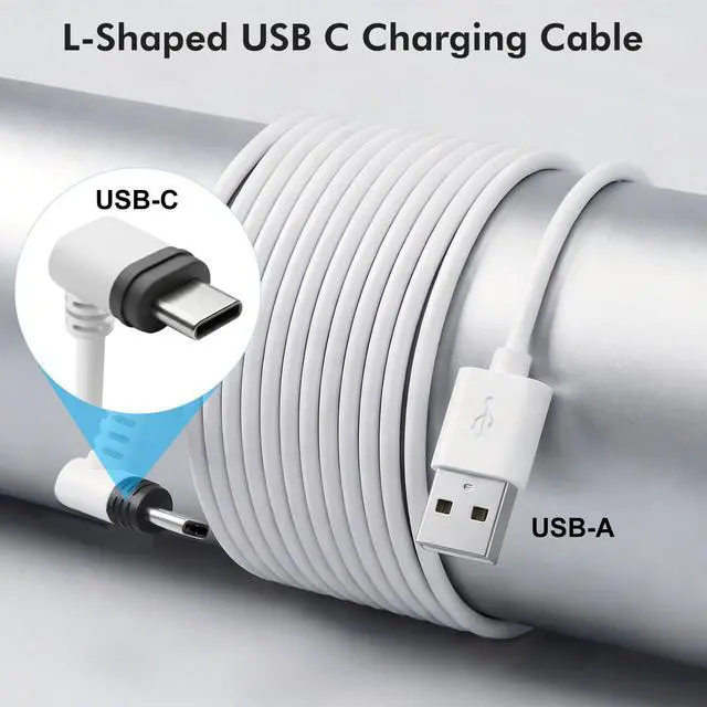 Alt view image 3 of 7 - 20FT Power Cable Compatible with Ring Indoor Cam Plus (2K), Long Extension USB C Charging Cord for Continuous Power Supply, Not for Ring Indoor Cam (2nd Gen)