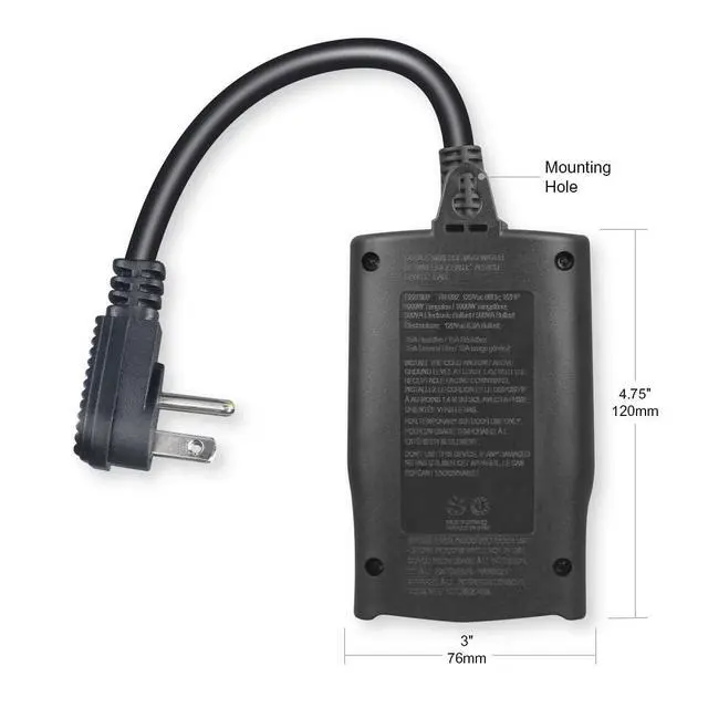 Alt view image 4 of 5 - Outdoor Digital Timer for Lights 7-Day Programmable Plug-in Timer with 2 Grounded Outlets Ideal for Home and Landscape Lighting 15A, 1/2 HP, UL Listed