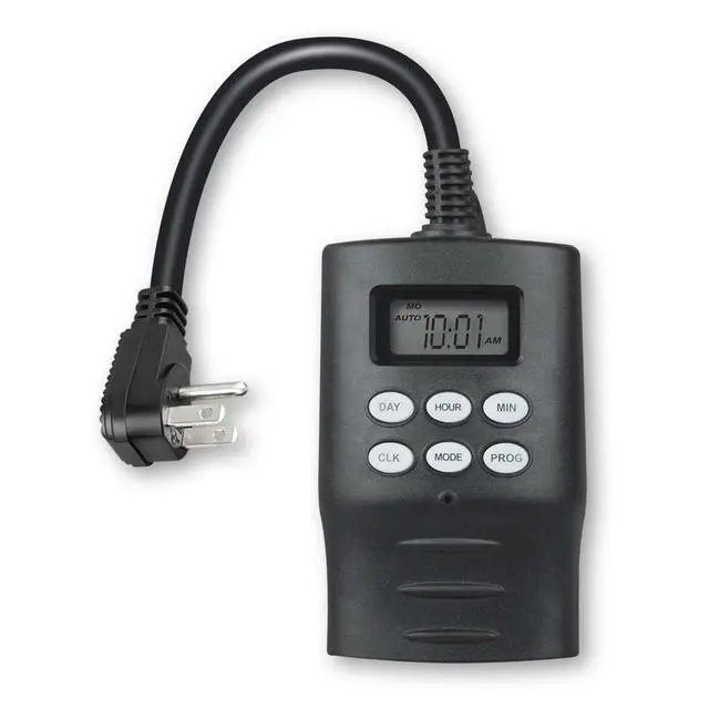 Alt view image 2 of 5 - Outdoor Digital Timer for Lights 7-Day Programmable Plug-in Timer with 2 Grounded Outlets Ideal for Home and Landscape Lighting 15A, 1/2 HP, UL Listed