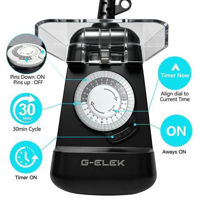 Alt view image 3 of 7 - Mini Compact Outdoor Mechanical Timer Outlet Weatherproof, 24 Hour 30 Minute Interval, 2 Grounded 3 Prong Outlets, Space Saving Waterproof Plug in Timer for Lights Holiday Decor, 15A ETL Listed