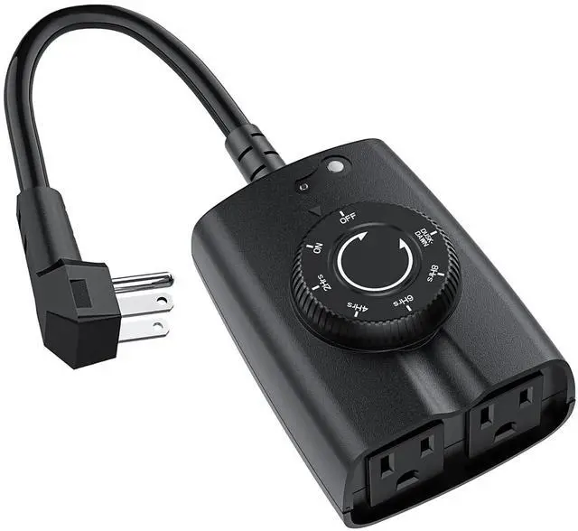 Main image of Outdoor Timer Outlet Waterproof, 24 Hour Outdoor Light Timer, Timers for Electrical Outlets, Ideal for Pool Pump, Christmas Lights, Heavy Duty, Grounded Outlets (Dusk to Dawn Sensor, 1 Pack)
