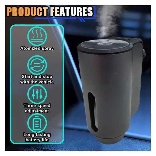 Alt view image 3 of 7 - Smart Car Air Freshener Diffuser, Car Air Aroma Diffuser with Three Adjustable Intensity Levels, Rechargeable Intelligent Auto Aroma Diffusers with 3Pcs Empty Bottle (No Essential Oil)