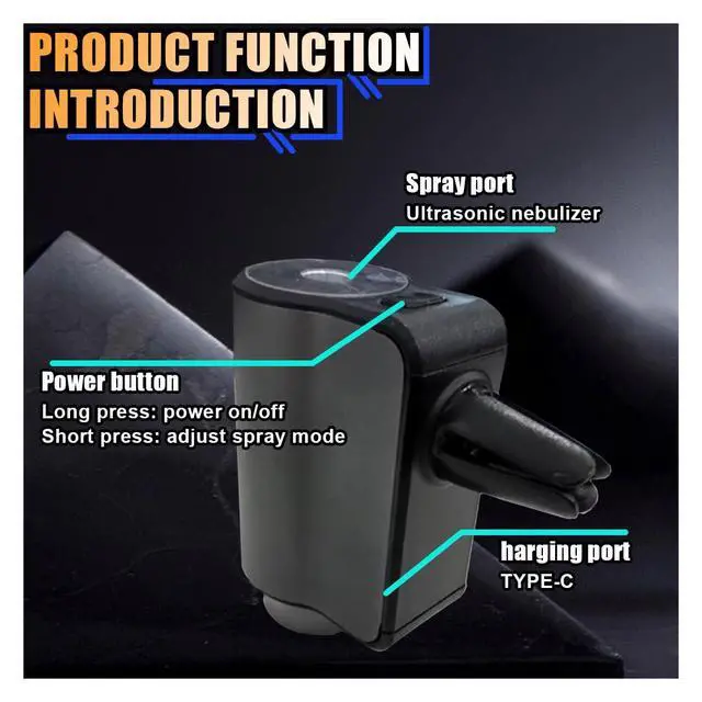 Alt view image 4 of 7 - Smart Car Air Freshener Diffuser, Car Air Aroma Diffuser with Three Adjustable Intensity Levels, Rechargeable Intelligent Auto Aroma Diffusers with 3Pcs Empty Bottle (No Essential Oil)