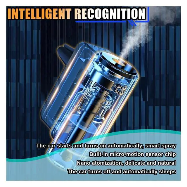 Alt view image 5 of 7 - Smart Car Air Freshener Diffuser, Car Air Aroma Diffuser with Three Adjustable Intensity Levels, Rechargeable Intelligent Auto Aroma Diffusers with 3Pcs Empty Bottle (No Essential Oil)