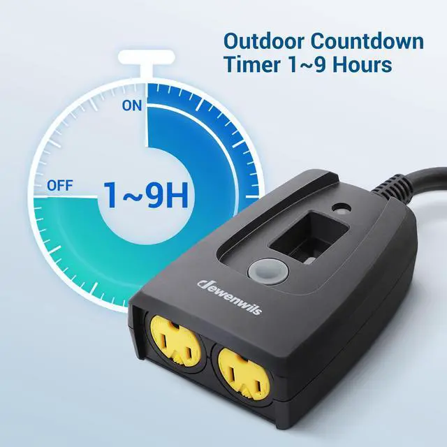 Alt view image 4 of 7 - Outdoor Timers for Electrical Outlets Waterproof, Outdoor Light Timer, Plug in Countdown Timer with 2 Grounded Outlets for String Garden Light, 15A, 1/2 HP, UL Listed