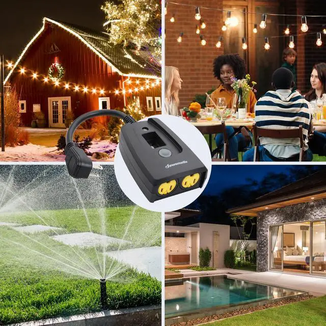 Alt view image 7 of 7 - Outdoor Timers for Electrical Outlets Waterproof, Outdoor Light Timer, Plug in Countdown Timer with 2 Grounded Outlets for String Garden Light, 15A, 1/2 HP, UL Listed