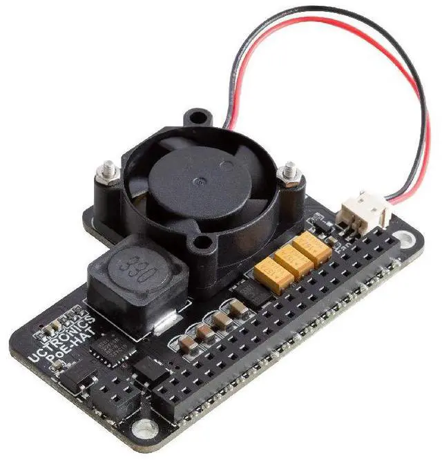 Main image of for Raspberry Pi 4 PoE HAT with Cooling Fan, Mini Power Over Ethernet Expansion Board for Raspberry Pi 4 B, 3 B+ and Rackmount