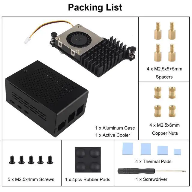 Alt view image 7 of 7 - Aluminum Case ZC501 with Active Cooler ZP536 for Raspberry Pi 5 2GB 4GB 8GB 16GB Support PCIe to M.2 NVMe PoE HAT WiFi7 RS485 RS232 PCIe Peripheral Board ZP511 ZP517A ZP581 ZP582 ZP590A ZP592