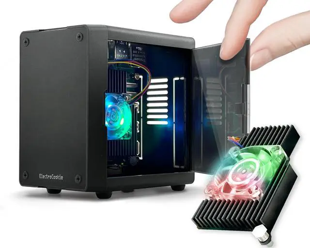 Main image of Mini PC Case for Raspberry Pi 5 with Active RGB Lighting Cooler (Matte Black)