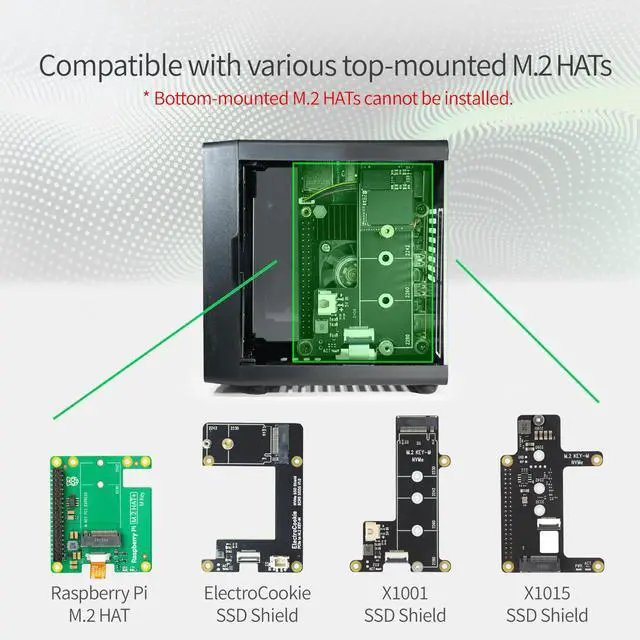 Alt view image 2 of 7 - Mini PC Case for Raspberry Pi 5 with Active RGB Lighting Cooler (Matte Black)