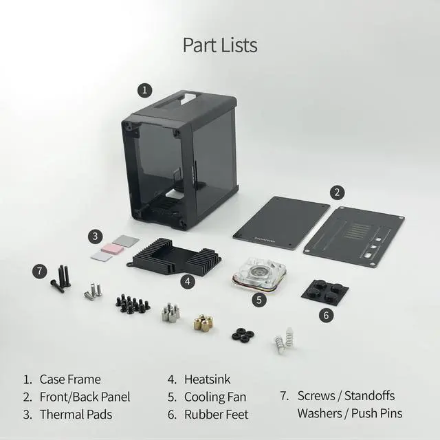 Alt view image 7 of 7 - Mini PC Case for Raspberry Pi 5 with Active RGB Lighting Cooler (Matte Black)