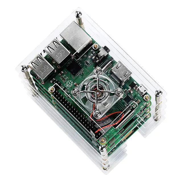 Alt view image 6 of 7 - Cluster Case with Cooling Fan and Heatsinks for Raspberry Pi 4B/3B+/3B/2B