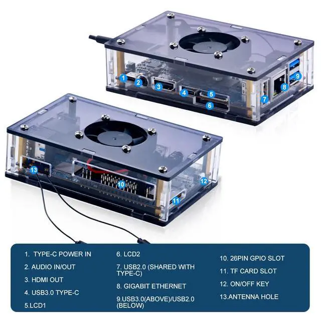 Alt view image 2 of 7 - Orange Pi 5/5B Case with Power Supply Kit, Orange Pi 5/5B Case with Fan, Heatsinks, 20W 5V 4A Power Supply for Orange Pi 5/5B 4GB/8GB/16GB/32GB