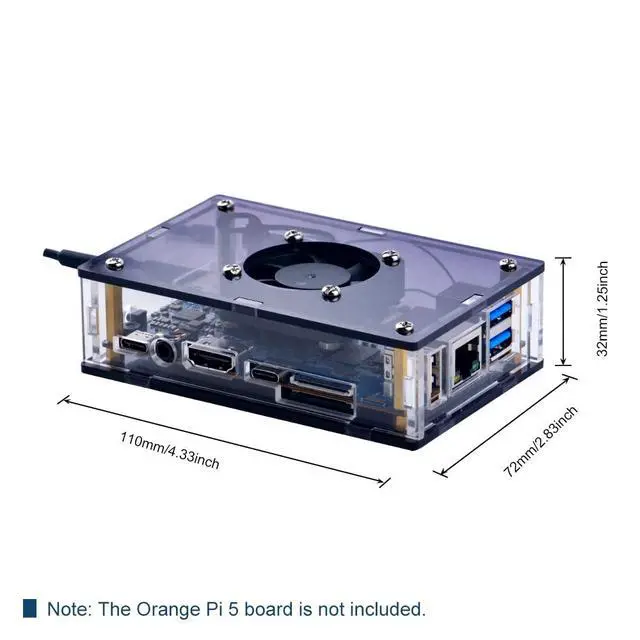Alt view image 4 of 7 - Orange Pi 5/5B Case with Power Supply Kit, Orange Pi 5/5B Case with Fan, Heatsinks, 20W 5V 4A Power Supply for Orange Pi 5/5B 4GB/8GB/16GB/32GB