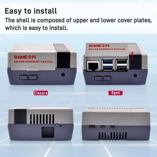 Alt view image 7 of 7 - Case for Raspberry Pi 5, with Armor Lite V5 Active Cooler, Retro Gaming Game5Pi Case for Raspberry Pi 5 8GB/4GB/16GB